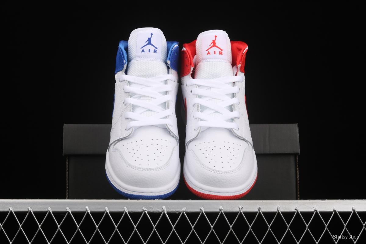 Air Jordan 1 Mid 85 red, white and blue mandarin duck color Zhongbang basketball shoes DH0200-100