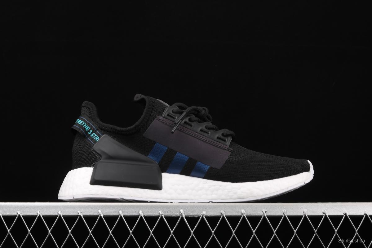 Adidas NMD R1 Boost V2 FV9028 second generation elastic knitted surface popcorn running shoes