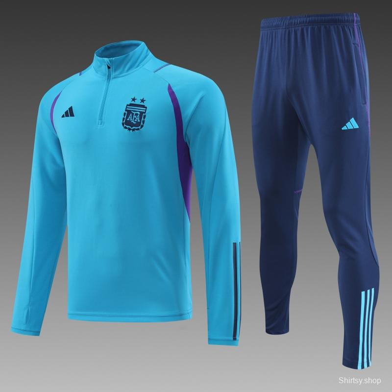 2022 Argentina Blue Half Zipper Tracksuit