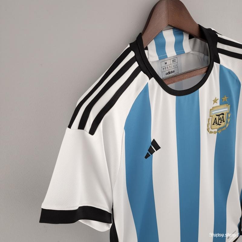 3 Stars 2022 Argentina Home Jersey With World Cup Champion Patches