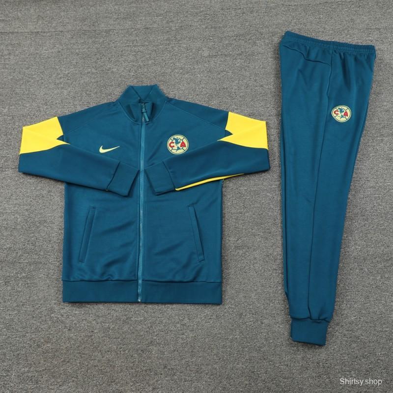 24/25 Club America Green/Yellow Full Zipper Jacket +Long Pants