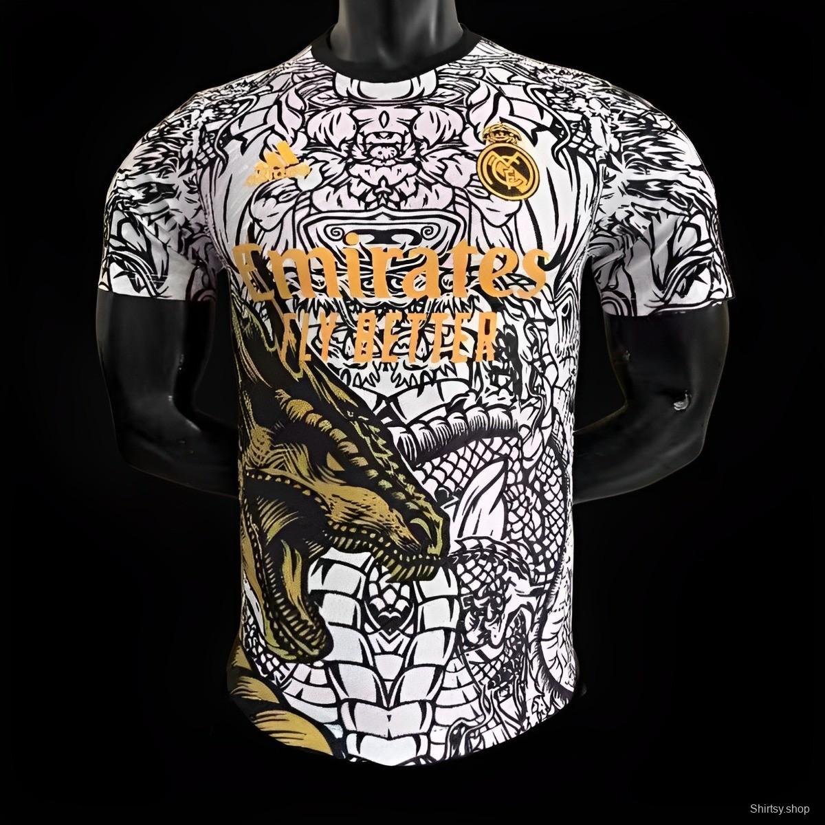Player Version 23/24 Real Madrid White Golden Dragon Special Jersey