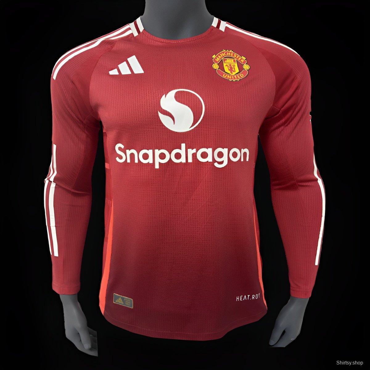 Player Version 24/25 Manchester Untied Home Long Sleeve Jersey